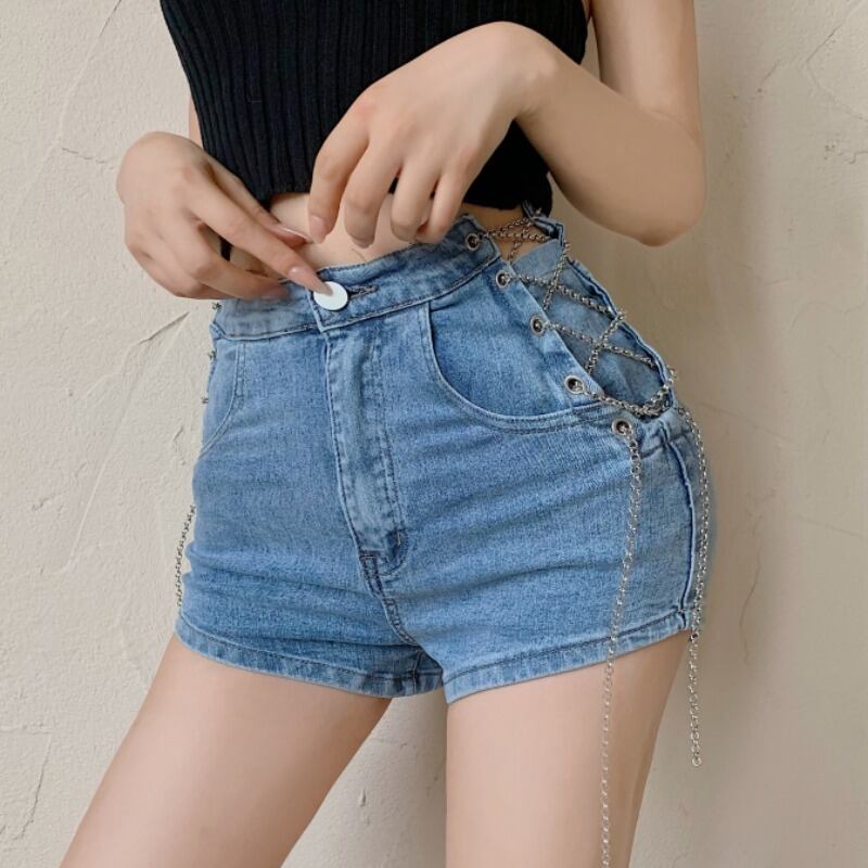 チェーン ショーツ サマーハイウェスト薄手パンツ 夏物 ブルマー ハンチェンe60725410583