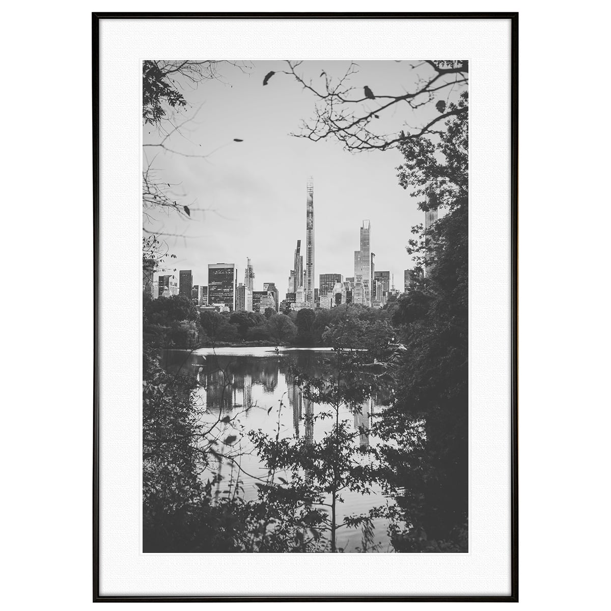 冬写真 アメリカ ニューヨーク 冬のセントラル・パーク インテリア モノクロアートポスター額装 AS1063