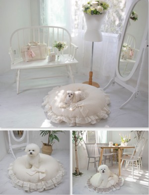 予約【pecoramou select】Cotton Candy Puppy Throw Cushion (Round)