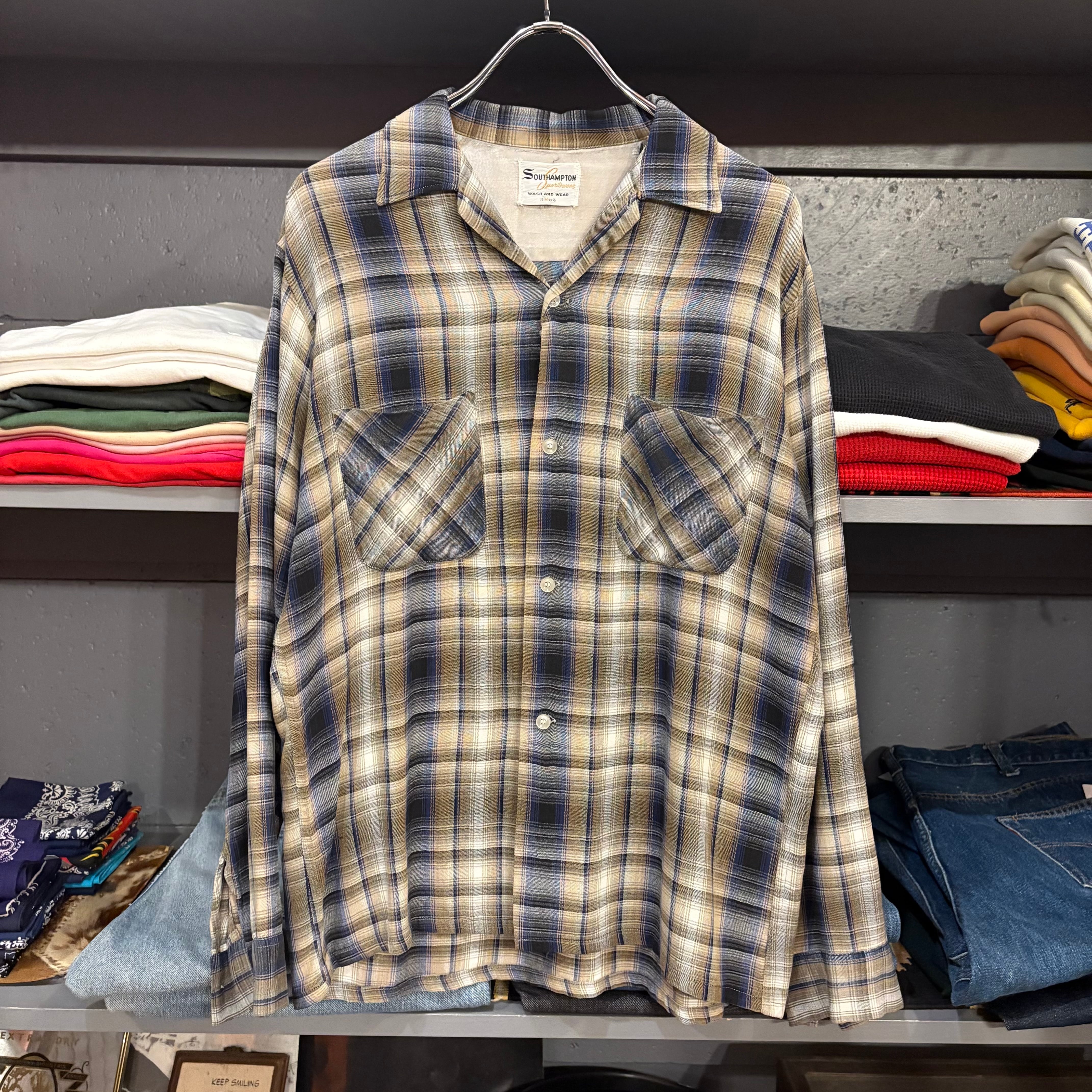 60s SOUTHAMPTON L/S Ombre Plaid Rayon Shirt | VOSTOK