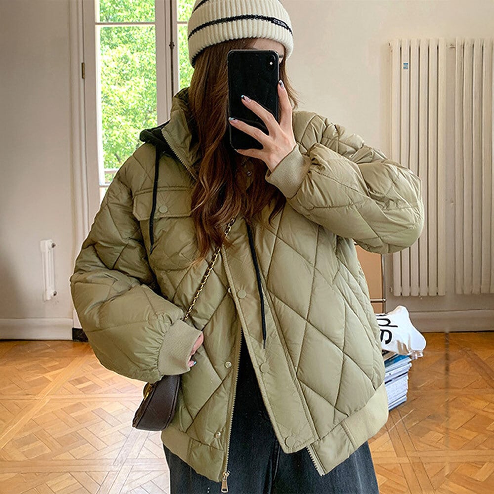 OUR HOME ロング丈のキルティングベスト チャコールブラウン