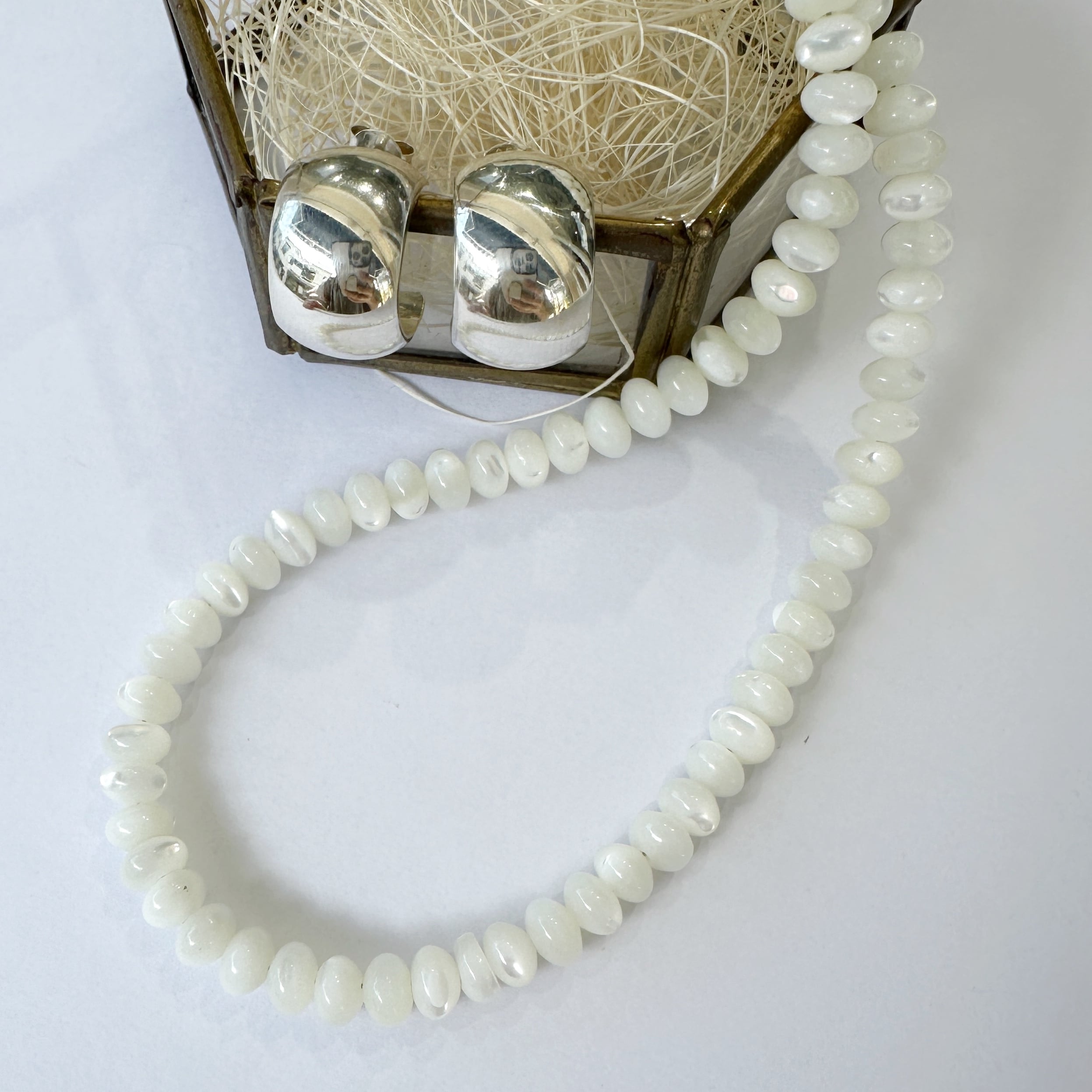 Lagoon Original ホワイト シェル ロンデル型 0.6cm 一連 ネックレス