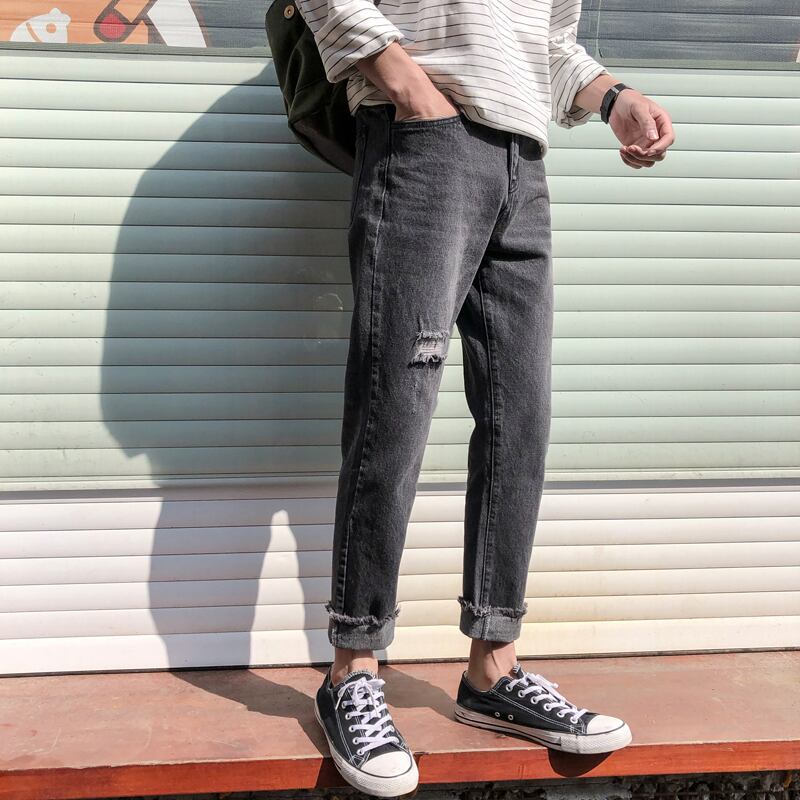 全2色 デニム パンツ ストレート カジュアル ワイド 無地