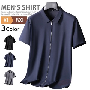 半袖シャツ ジップアップ ワークシャツ メンズ 3色 XL-8XL 大きいサイズ 無地 カジュアルシャツ ゴルフ ビジネス シャツジャケット  26LT841