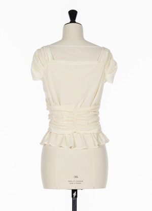 【26SS】FETICO フェティコ /VELVET TULLE GATHERED TOP