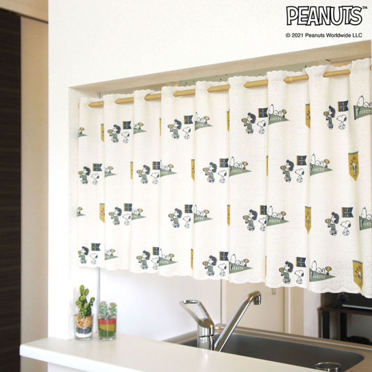 【受注生産】カフェカーテン PEANUTS フラッグ 幅120×丈45cm 95209