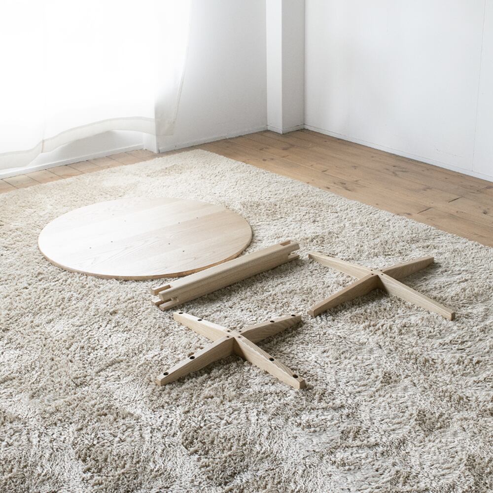 くりの丸いダイニング1本足タイプ（直径70cm 80cm 90cm・国産栗材・2色