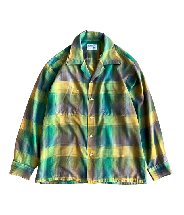 Vintage 70s Brent open collar ombre check shirt