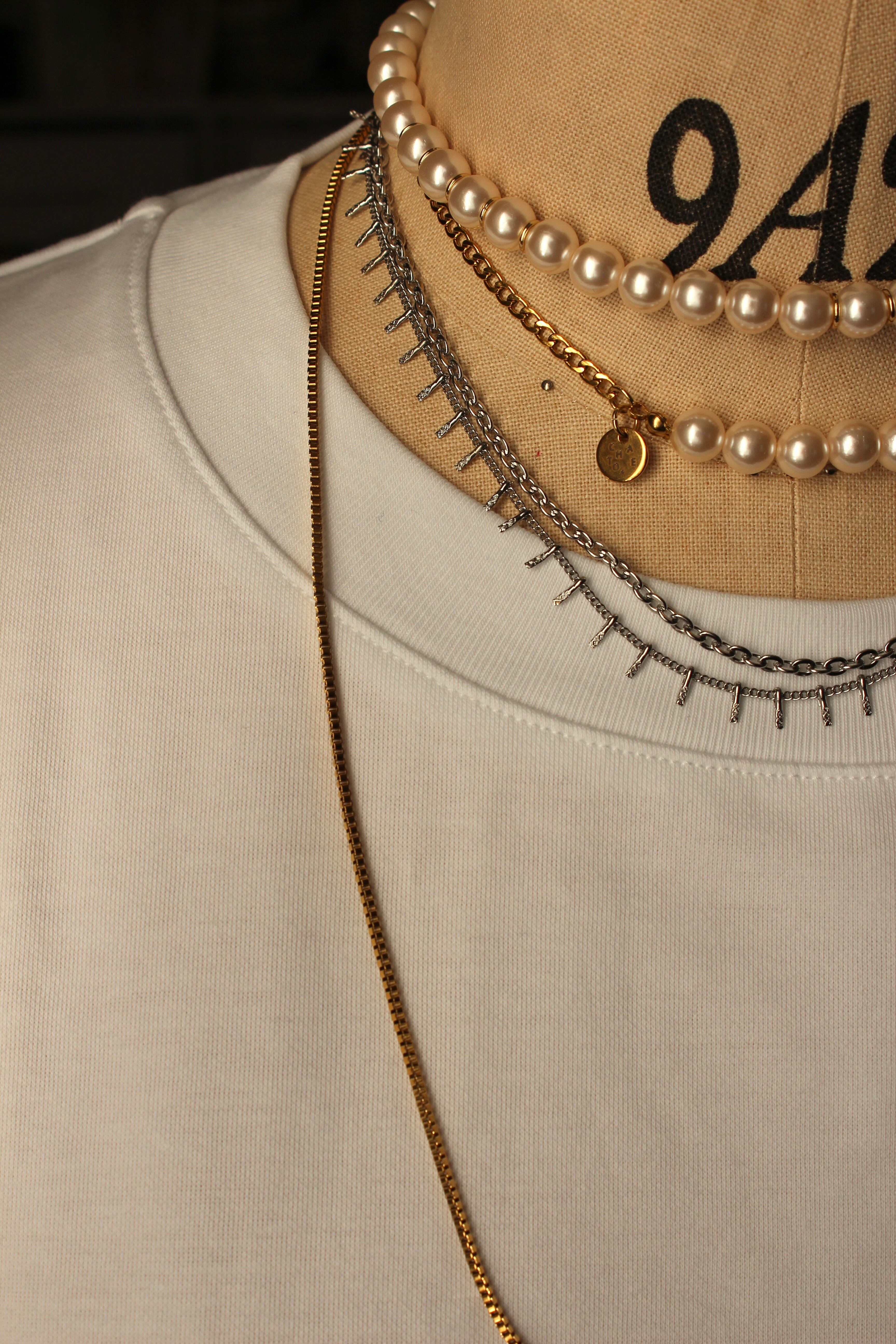 mix chain necklace gold×silver | CHATOE