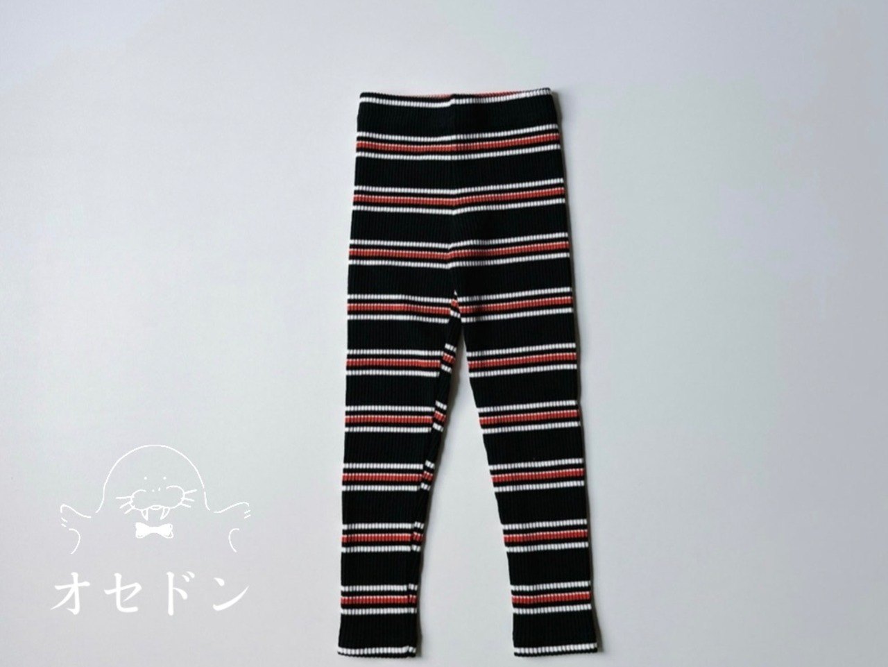 【bien joie】マルチボーダーレギンス 90〜130cm ブラック 241021 - 1