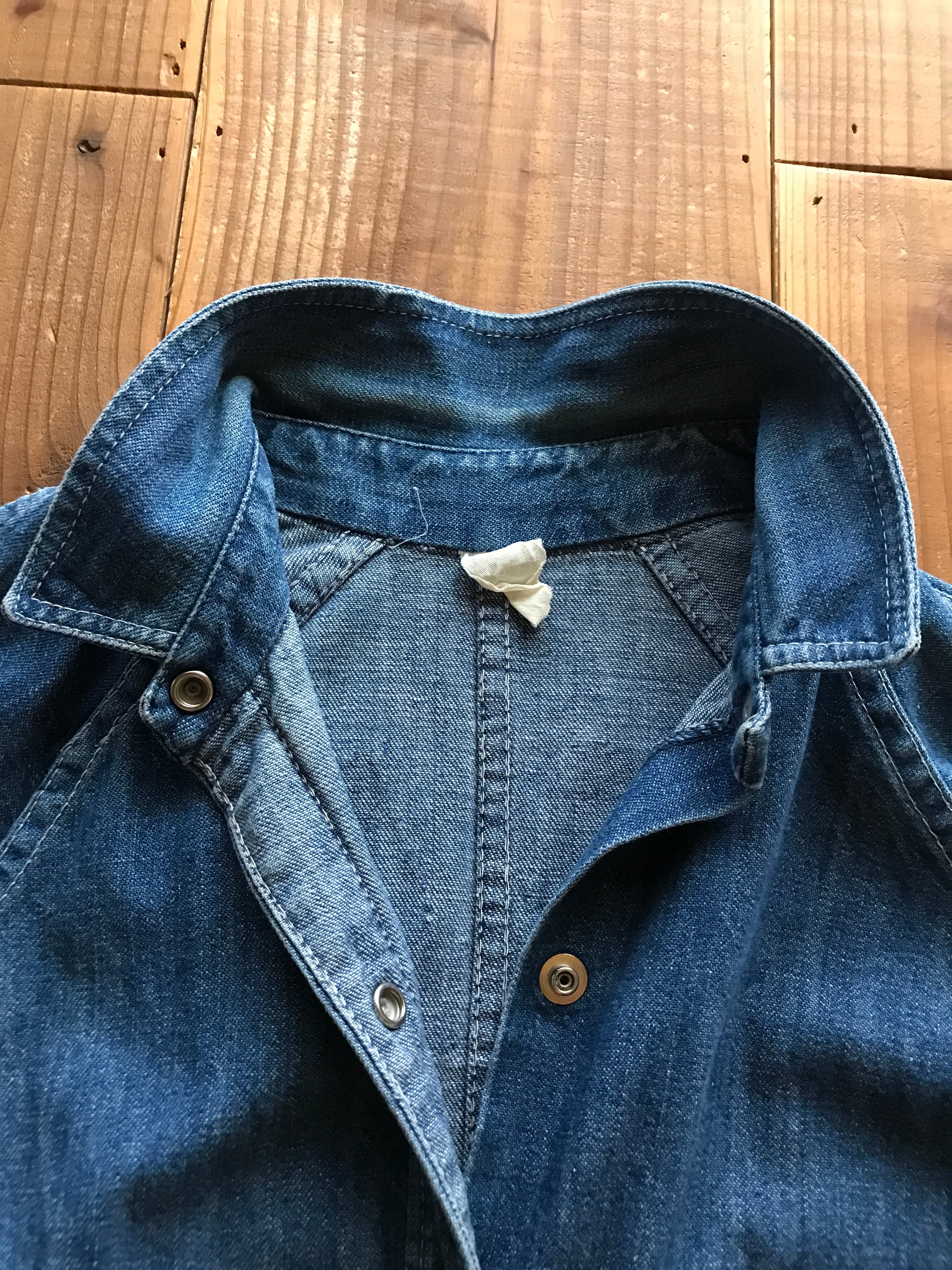 70's STUFFED JEANS デニムカバーオール ワッペン 実寸(34-36位)