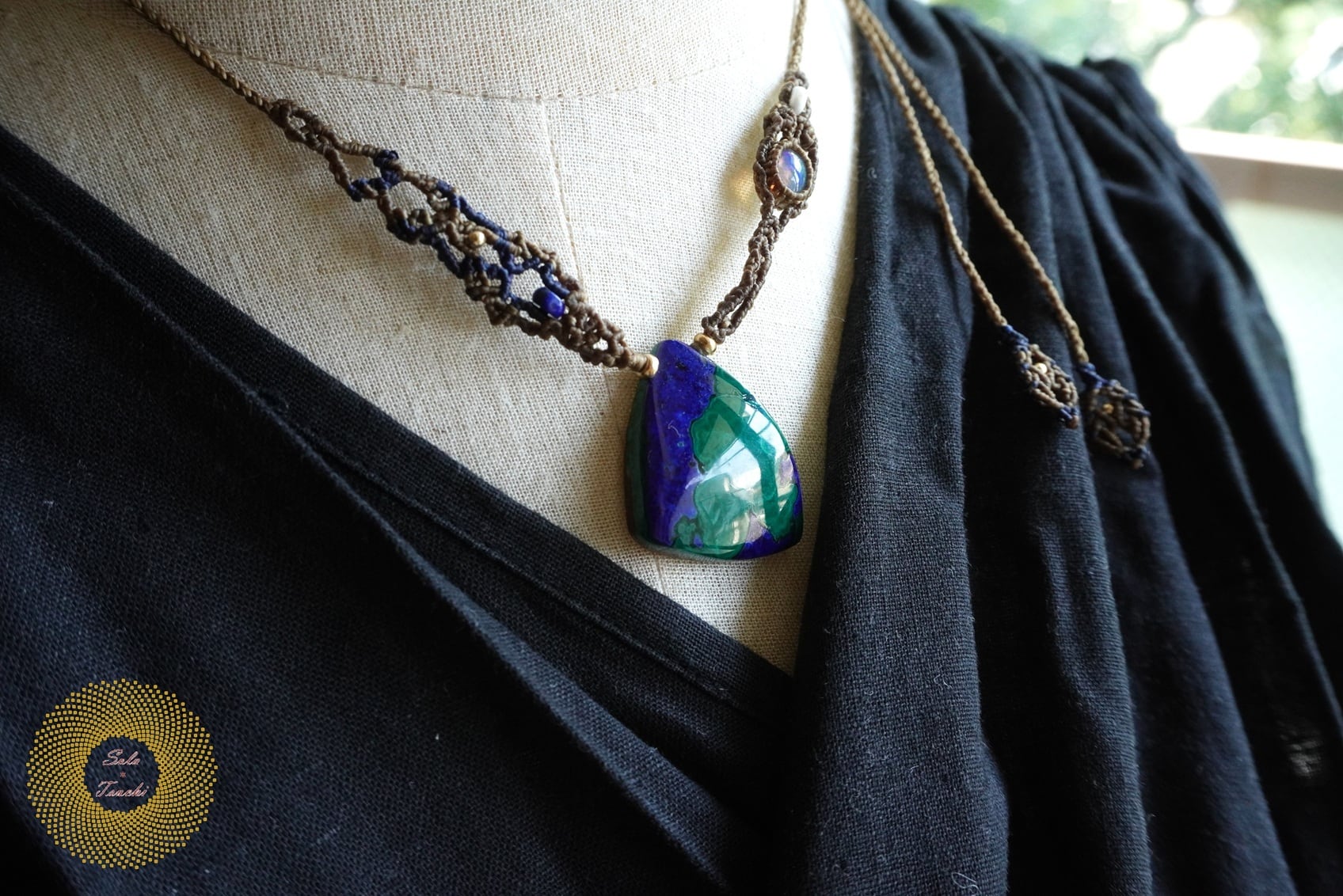 バイカラーアイオライトサンストーン macrame necklace | PAY ID