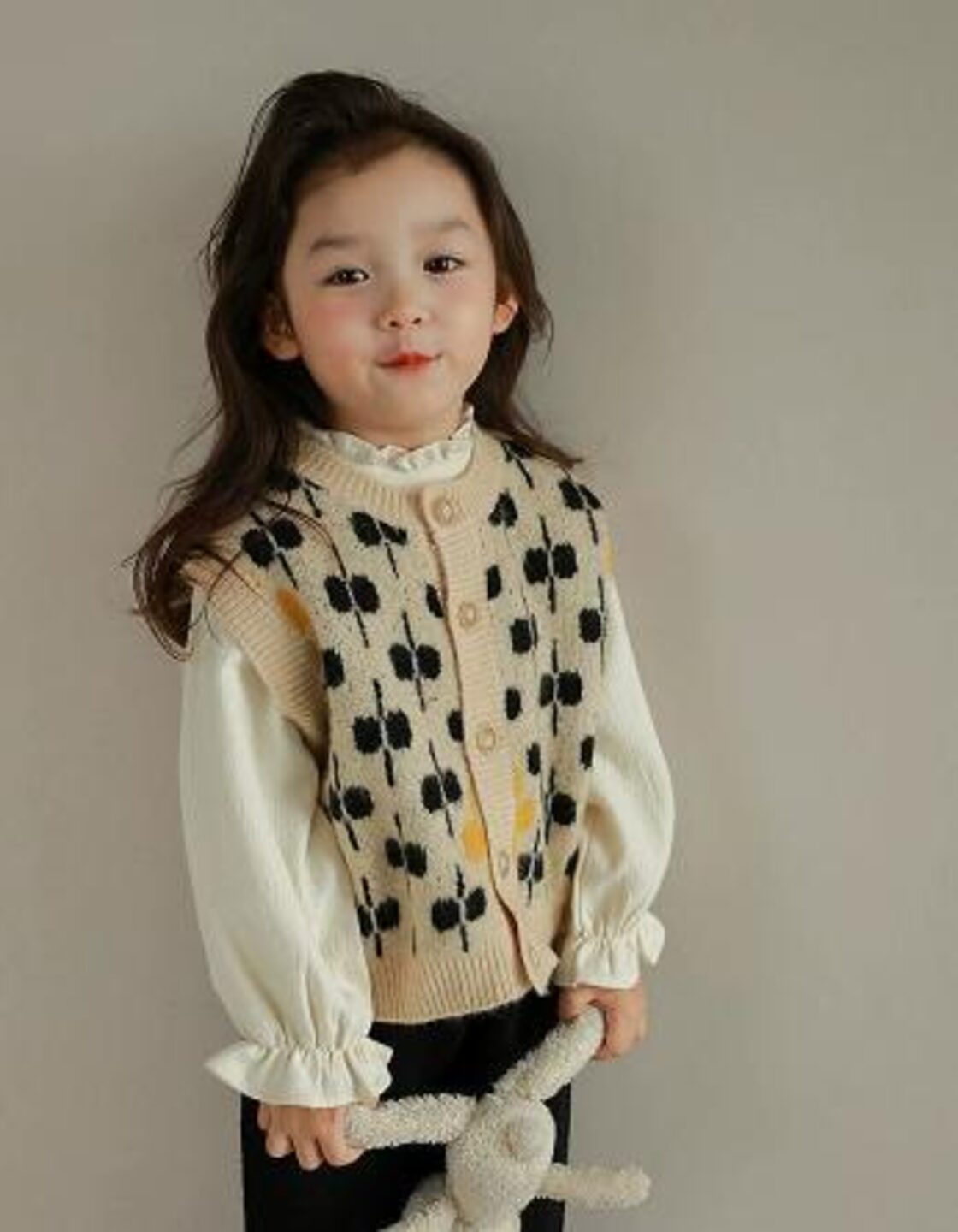 90-140㎝】BABY KIDS カジュアル ニット ベスト カーディガン 子供服 