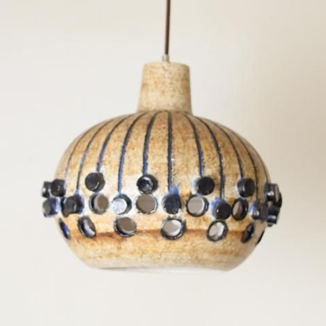 DENMARK LT.BROWN/NAVY BLUE CERAMIC SHADE PENDANT LAMP