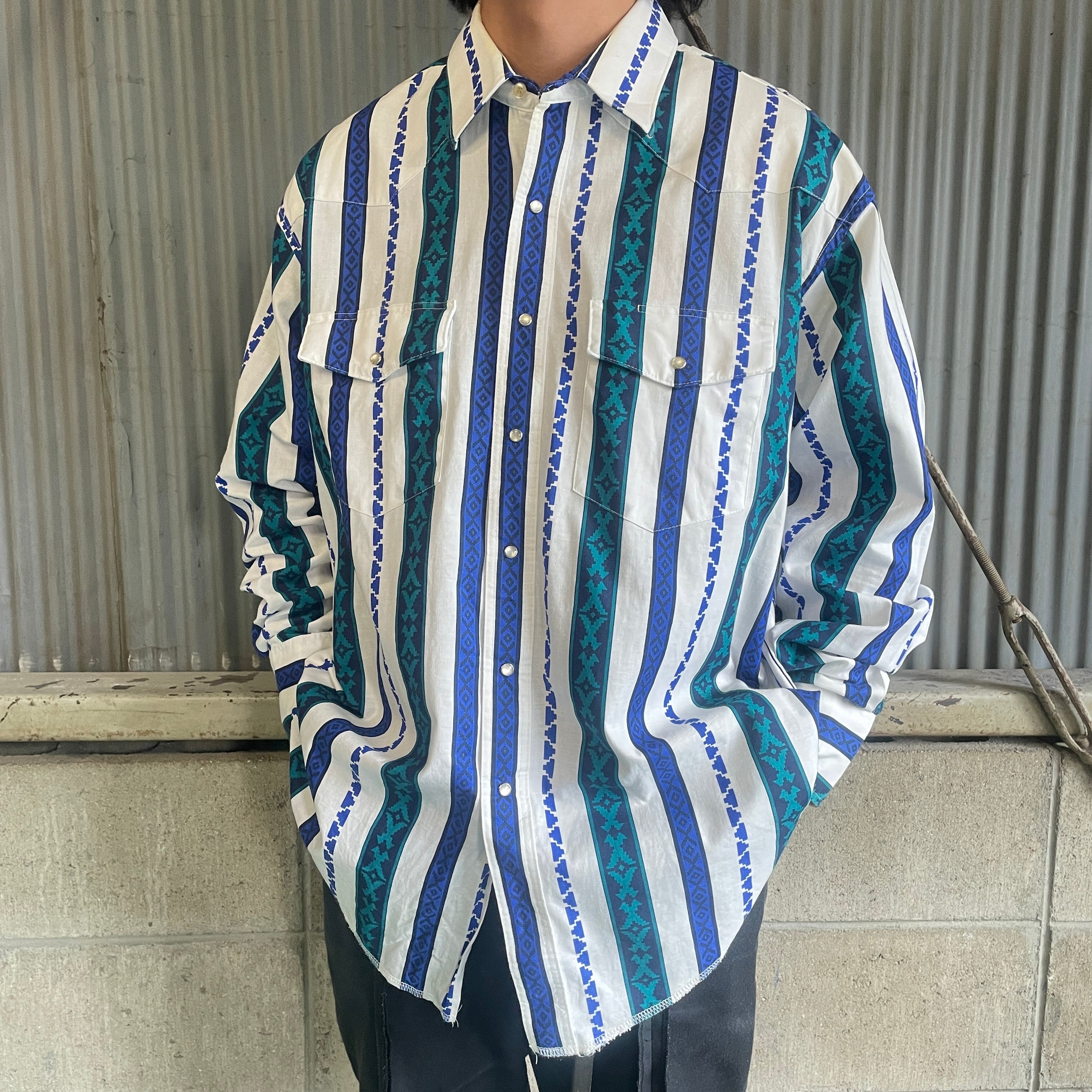 90年代 Wrangler ラングラー ストライプ ネイティブ柄 ウエスタン 
