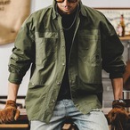 Flap Pocket Button-Down Long Sleeve Work Shirt ◇3color H0512