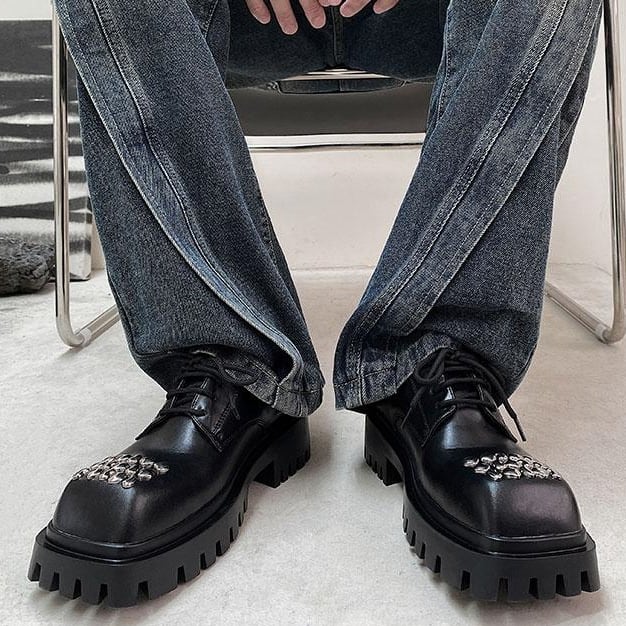 予約販売】レザーシューズ 革靴 メンズ ローファー スクエアトゥ