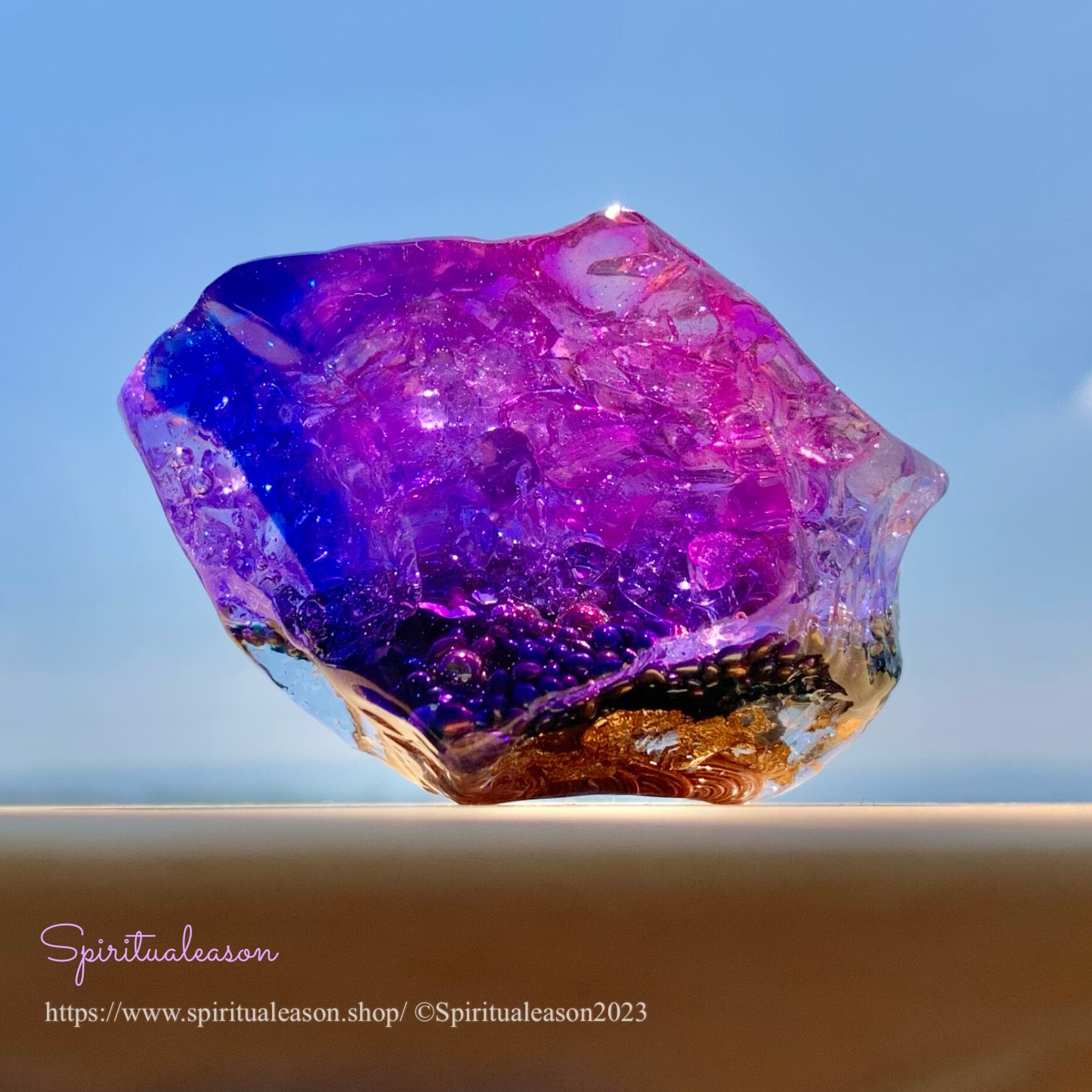 オルゴナイト うさぎ 青バラ 爆裂水晶 オルゴナイト うさぎ 青バラ