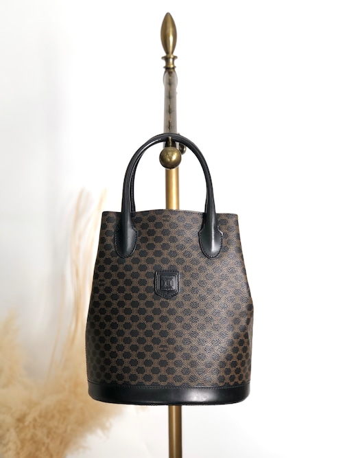 CELINE セリーヌ マカダム ハンドバッグ ブラック ブラゾン型押し PVC トートバッグ vintage ヴィンテージ オールド ypkjyr