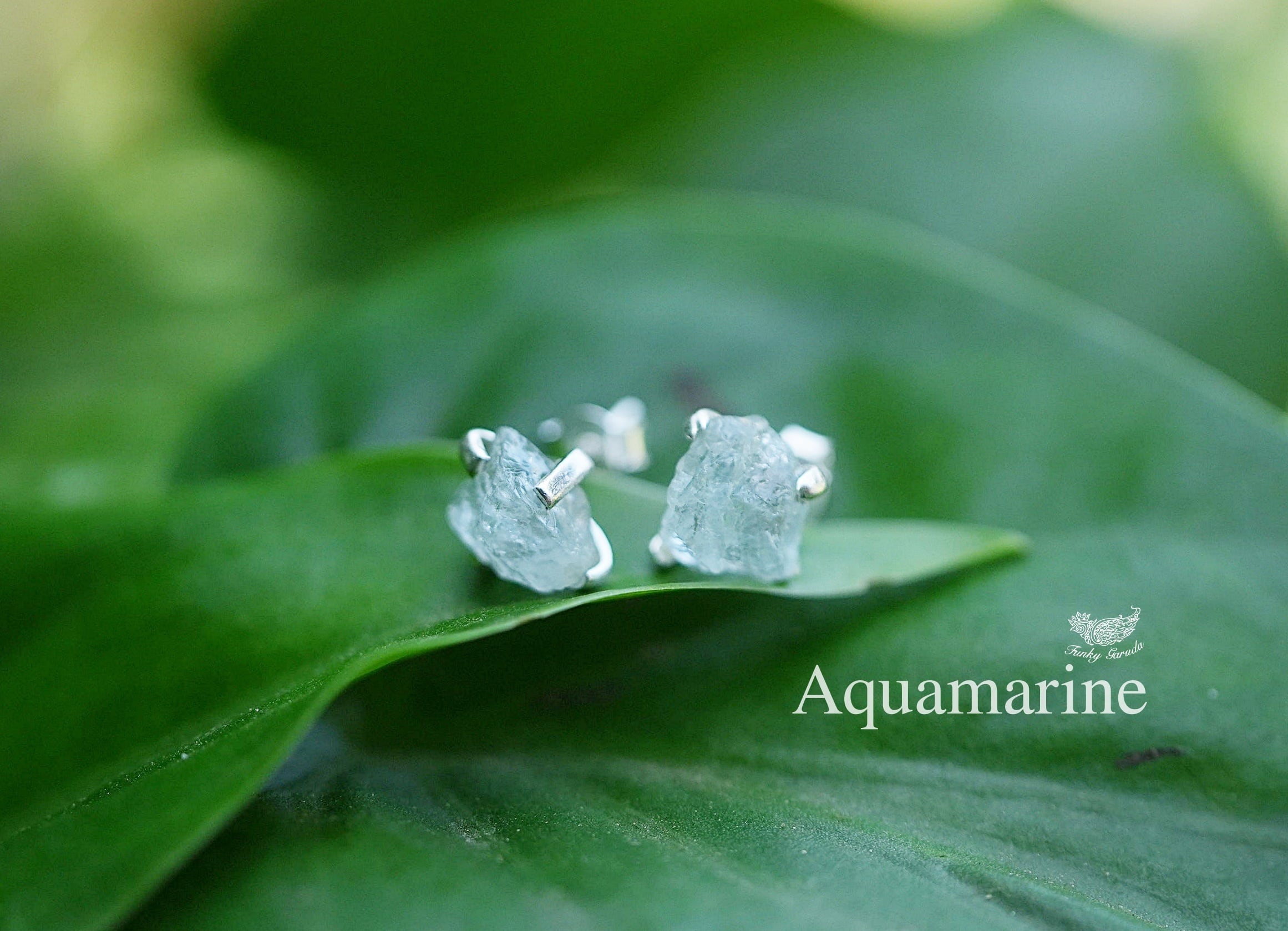 アクアマリン原石★ シルバーピアス 1628