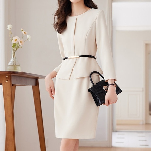 ベルト付きツーピース風ワンピース Me1725