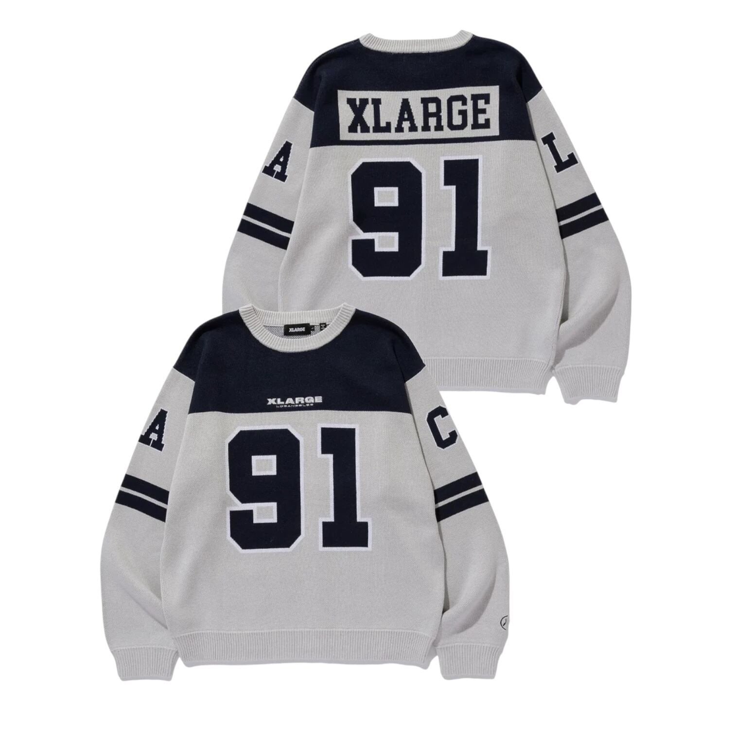 【XLARGE】FOOTBALL SWEATER / GRAY【エクストララージ】