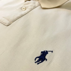 【POLO RALPH LAUREN】ビッグサイズ ポロシャツ XXL 刺繍ロゴ ライトイエロー ポロ ラルフローレン US古着 アメリカ古着