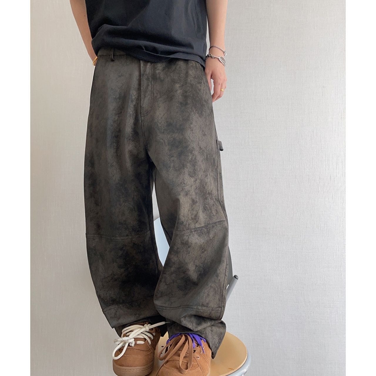 スエード風マーブルルーズパンツ　1159