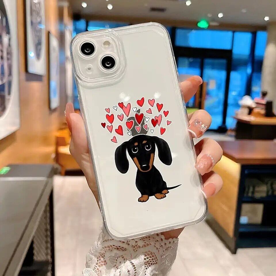 ダックスフンド 犬 愛犬 シンプル クリア iPhoneケース スマホケース
