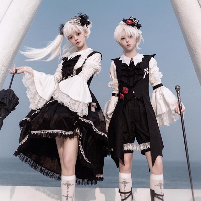 SEASONZ CastleToo 王子系 少年装 ネックリボン スカーフ レース ブローチ 双子コーデ メンズロリータ 概念コーデ