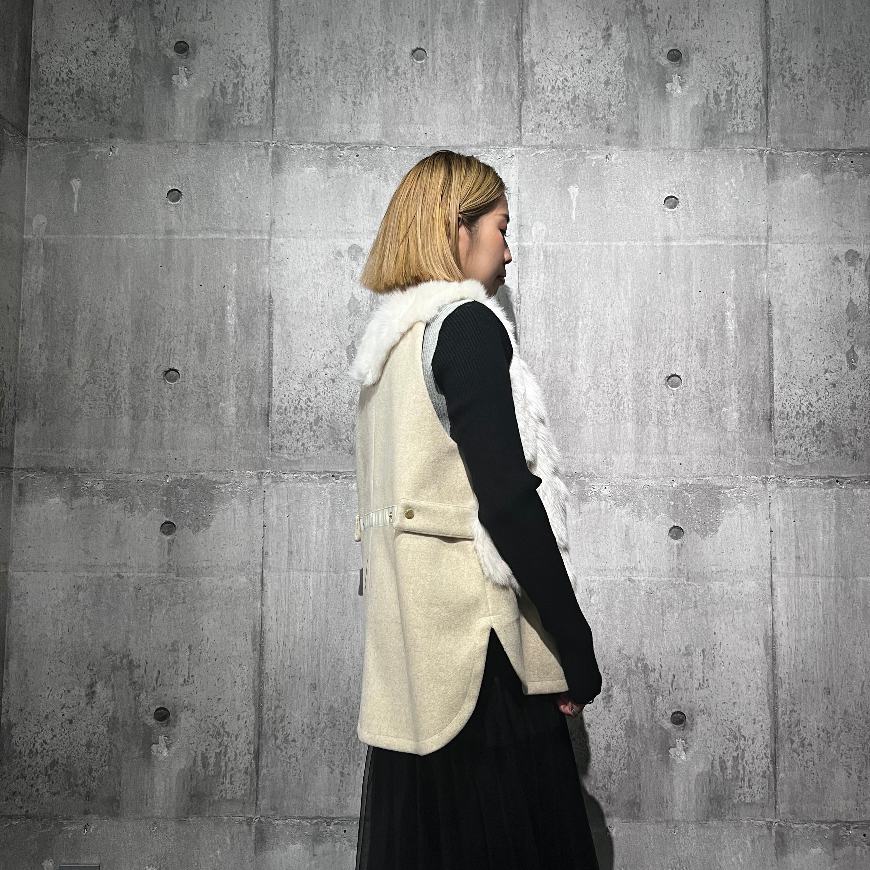 ファー&メルトンミドル丈ベストジレ | SLOVNENYA スロヴネンヤ