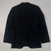 上下 TAKEO KIKUCHI タケオキクチ EVANDALE SILK&WOOL ストライプ テーラードジャケット パンツ セットアップ スーツ/ブラック メンズ