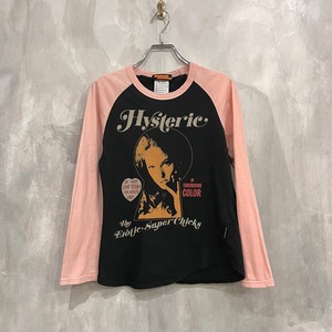 late 90's＂HYSTERIC GLAMOUR＂ラグランスリーブTシャツ ガールプリントmade in JAPAN