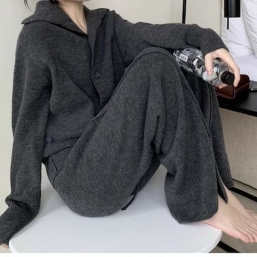 【2枚購入で 2oo円OFF! 】アウター 二点セット セーター ワイドパンツ セットアップ 通勤 長袖セーター ベーシックニット 秋冬 新作 おしゃれ 気質 上下レディースセットアップ ニット 福袋