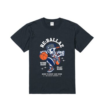 90s クリスチャン・フレッチャー アイアンクロス スカル Tシャツ 紺 