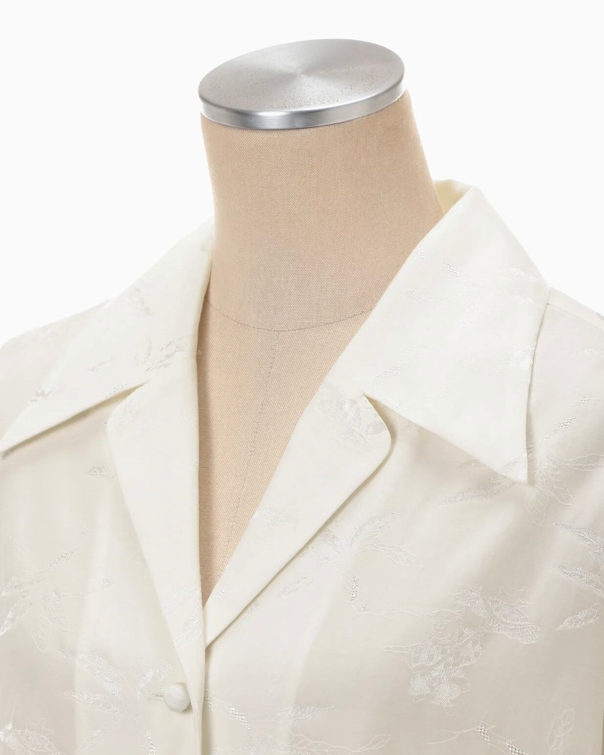 Mame Kurogouchi】Karako Jacquard Open Collar Shirt /ecru | TOLMA.