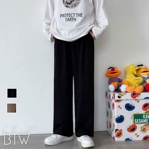 【韓国メンズファッション】ワイドレッグ ストレートパンツ ドレープ 無地 シンプル ゆったり カジュアルパンツ BW2067
