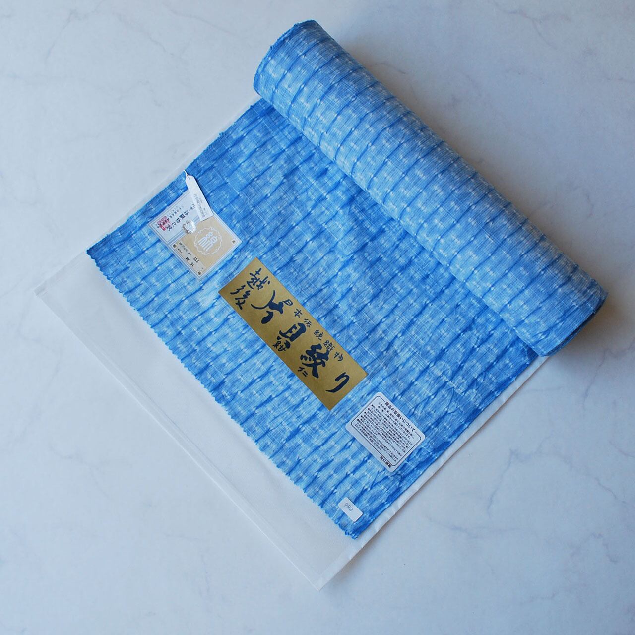 新品　越後片貝紺仁　小千谷織　反物 反物】小千谷織物 紺仁謹製 越後片貝絞り 銀鼠市松 反物 | 大山キモノ