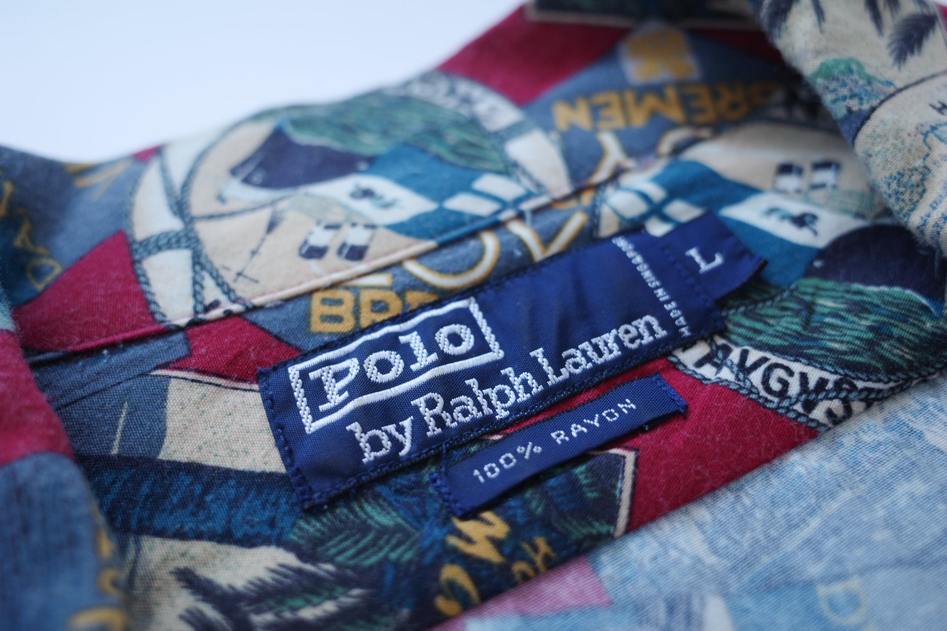 極美品】90s Ralph Lauren special rayon open collar shirt big size
