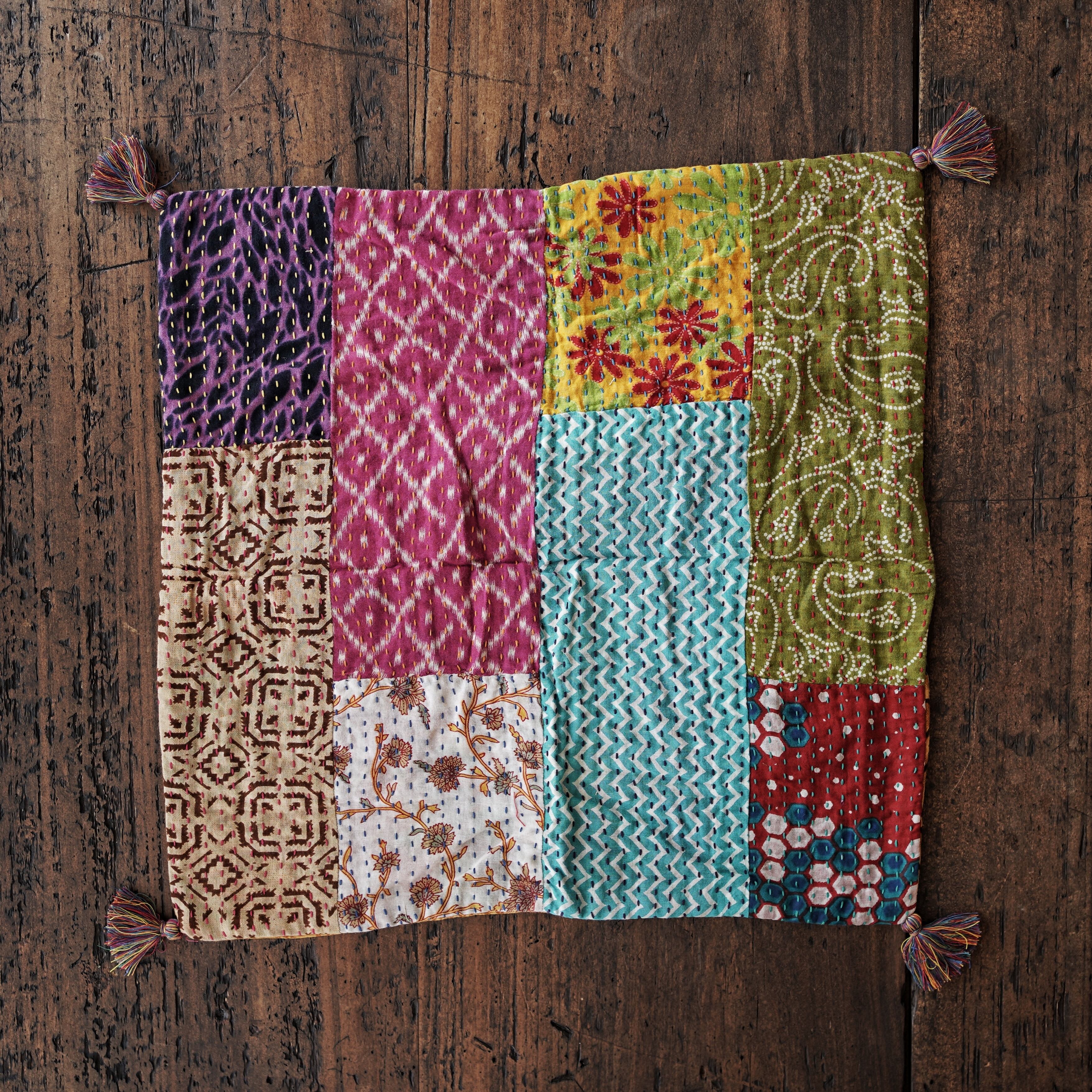 リサイクルサリーパッチワーククッションカバー【C007】/People Tree