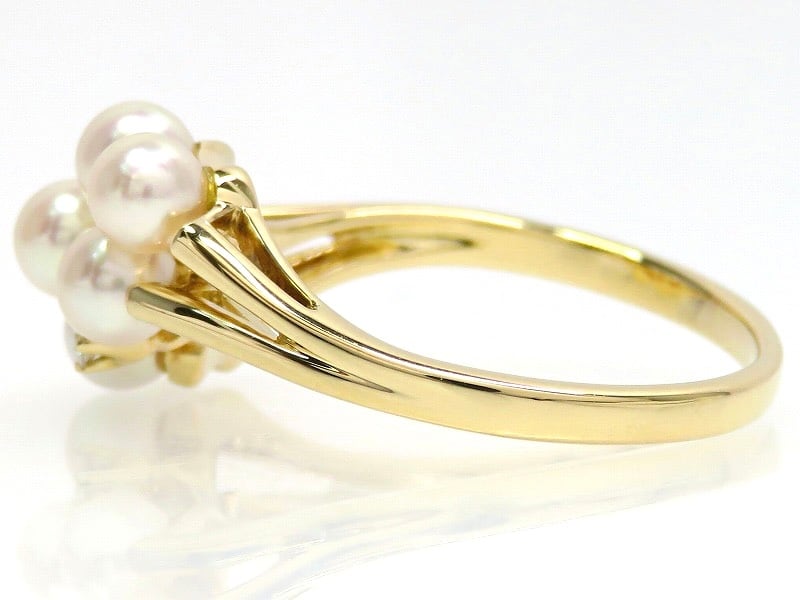 MIKIMOTO ミキモト K18 ベビーパール ダイヤモンド リング ゴールド