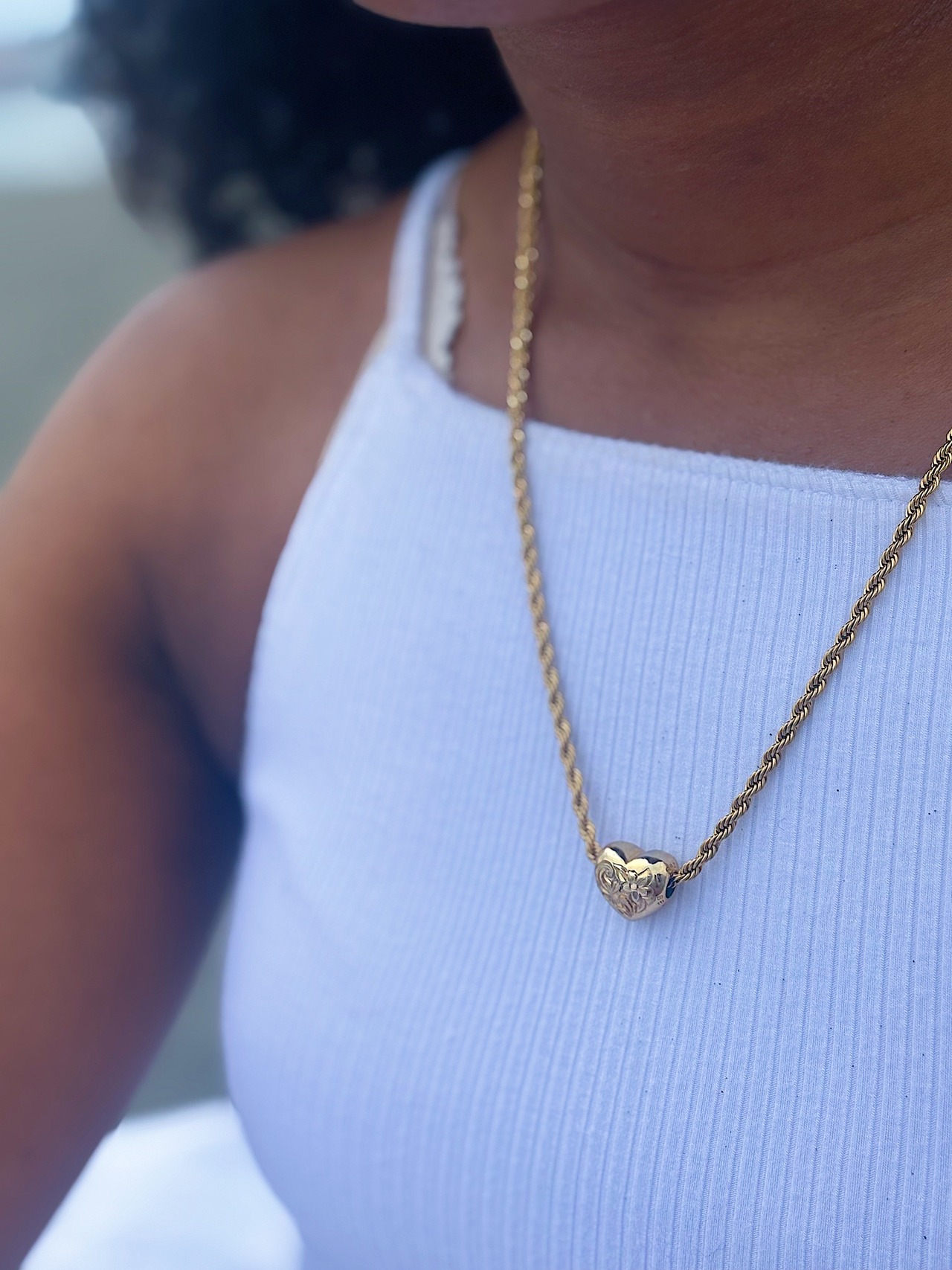 チャンキーハートネックレス(細)