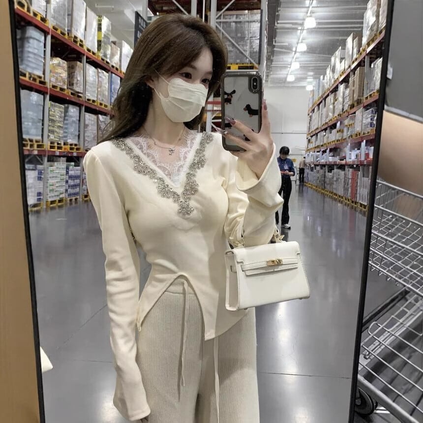 【tops】レース切り替えトップス M29453