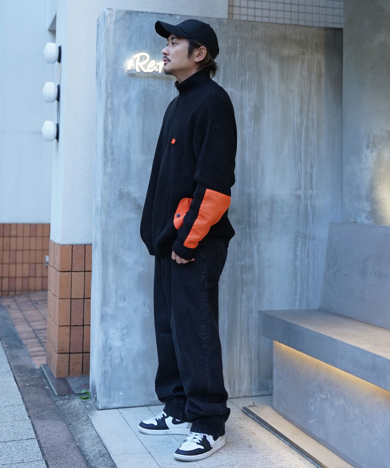 【#Re:room】NYRON PATCH HALF ZIP BIG KNIT［REK128］