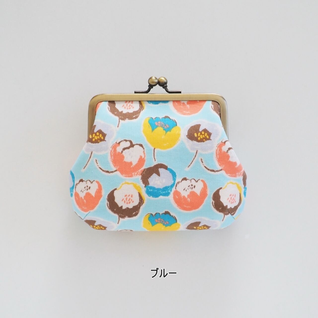□がま口ポーチ / ふんわりチューリップ・ブルー□ petit (tlp-bl