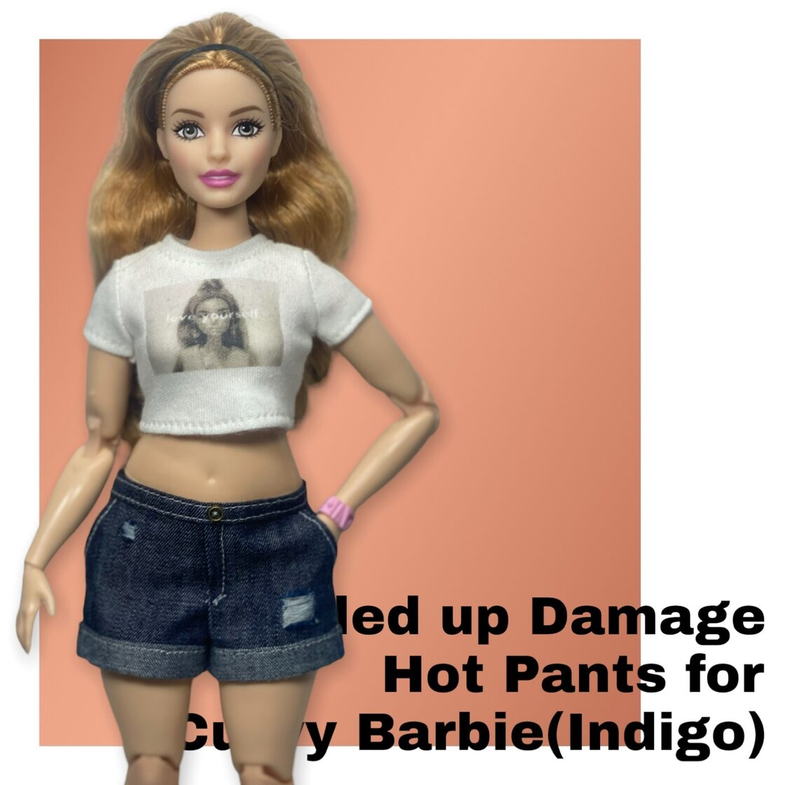 Curvy Barbie//カーヴィーバービー ロールアップダメージデニム  