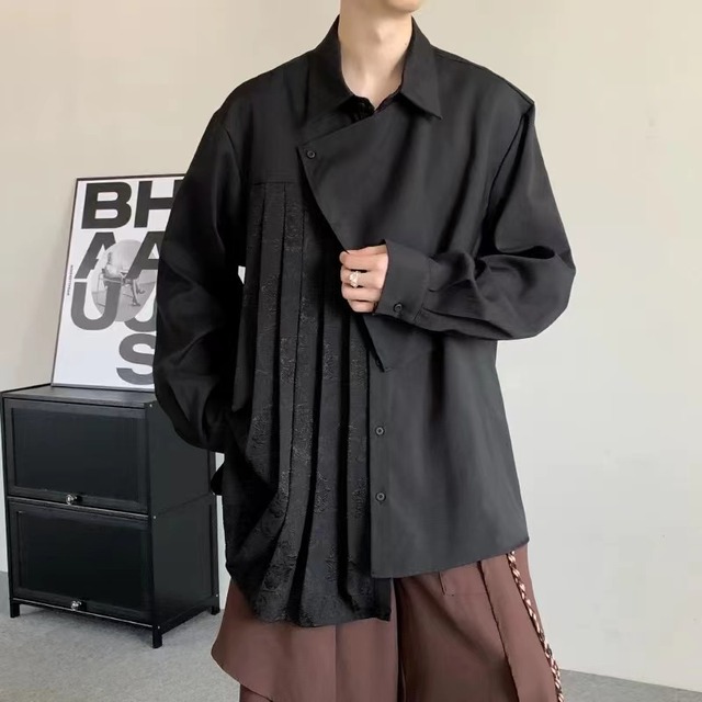 【之】★シャツ★ブラック チャイナ 長袖 レディース 中国ファッション