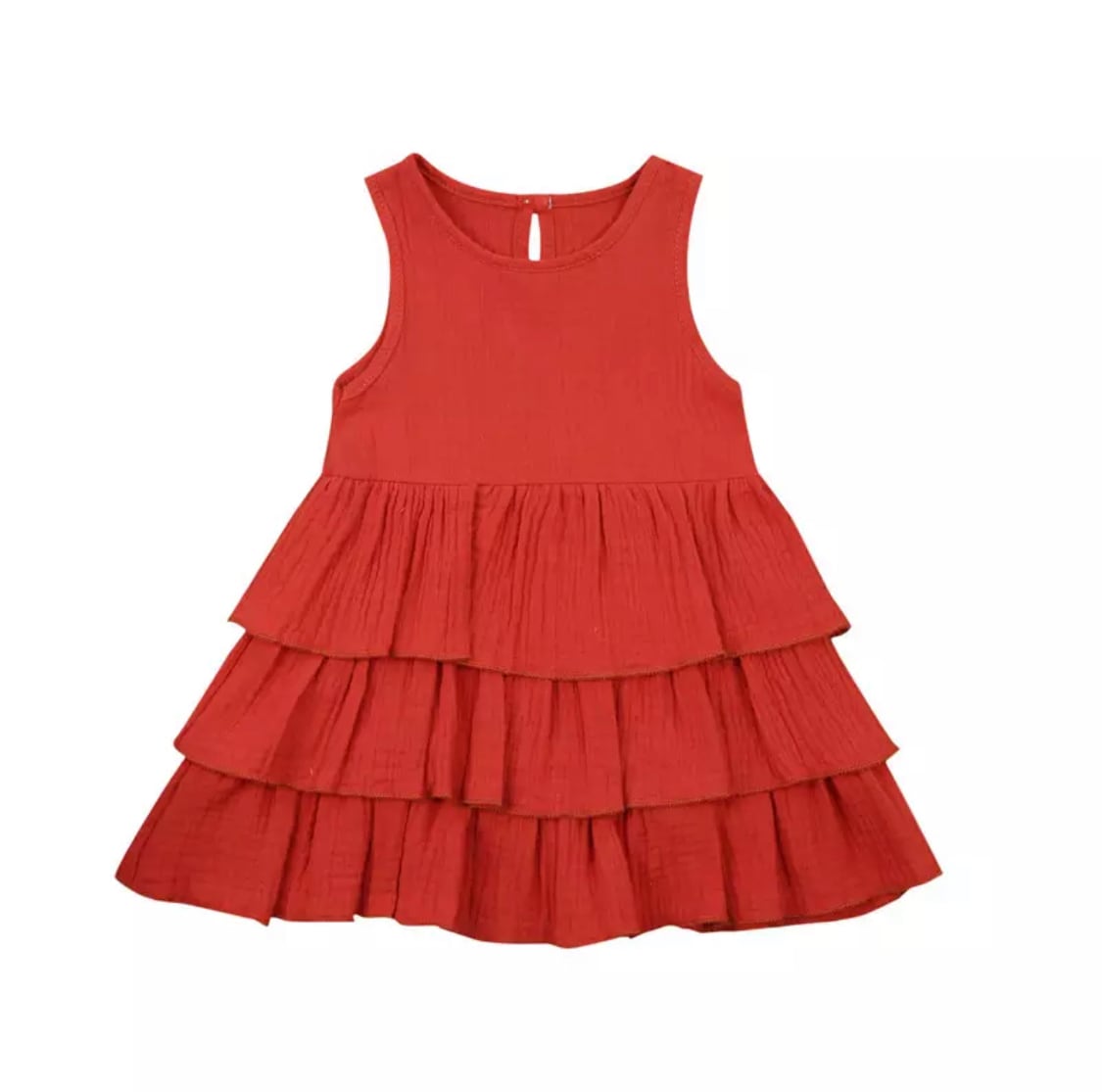 コットンフリルワンピース》》》》》海外子供服 キッズリネン ワンピース フリル ノースリーブ コットン