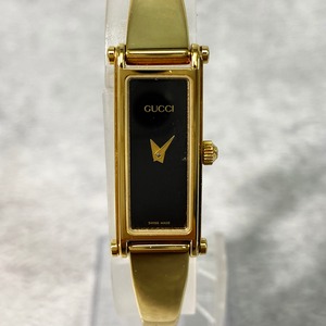 GUCCI グッチ 1500 クォーツ GP ゴールド ブラック文字盤 腕時計 レディース