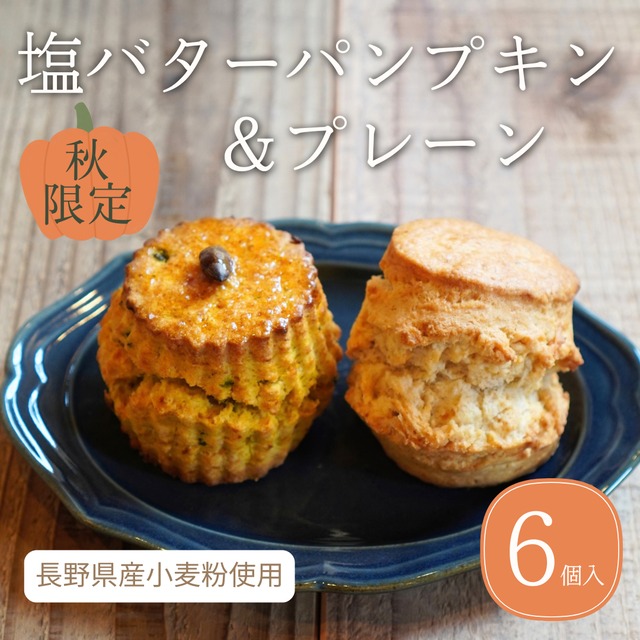 【秋限定】塩バターパンプキン＆プレーン 6個セット【お取り寄せ スイーツ / 朝食・おやつ】